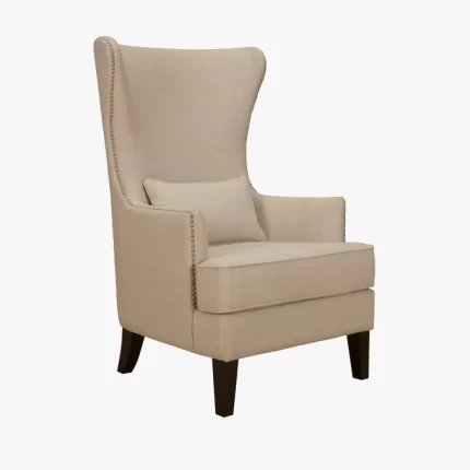 Bristo Fabric Wing Chair in Beige Colour