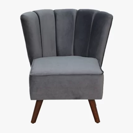 Sergio Velvet Slipper Chair In Fossil Grey Colour
